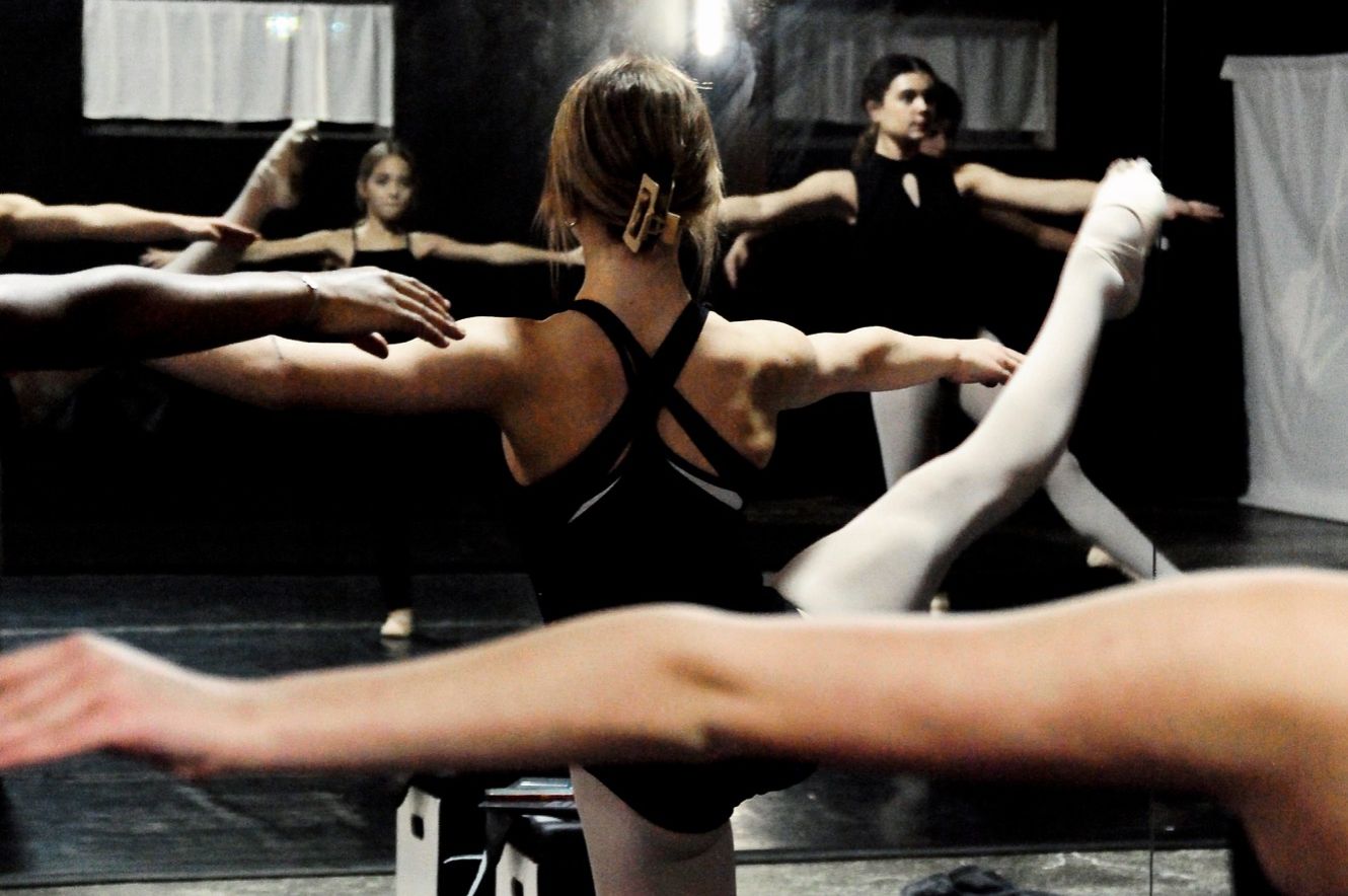 Competition dancer in ballet class
